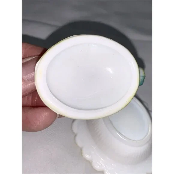 Vtg Mosser Mini Chicken on Nest Tie Dye Glass Salt Cellar Basket C880 - Picture 10 of 10